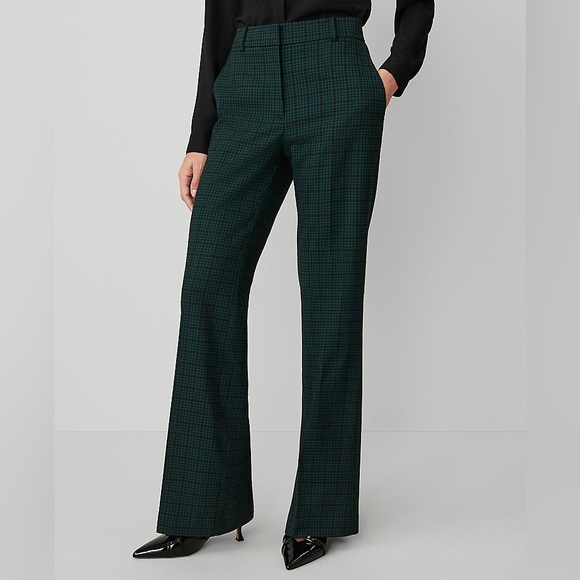 Ann Taylor Pants - Ann Taylor The Petite Plaid Trouser Pants High Rise Green Multi Size 2P New